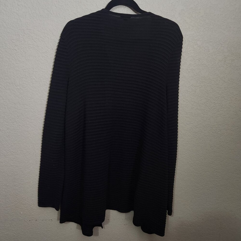 Talbots Black Ribbed Open Cardigan Sweater L - Picture 3 of 10